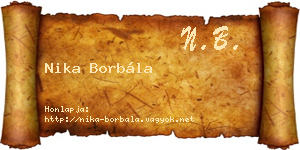 Nika Borbála névjegykártya